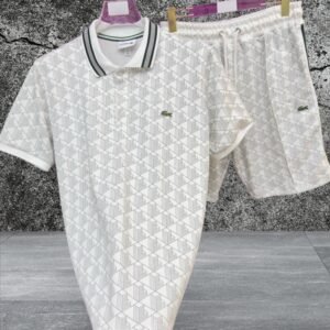 Polo dal taglio classico in jacquard con monogramma bianco